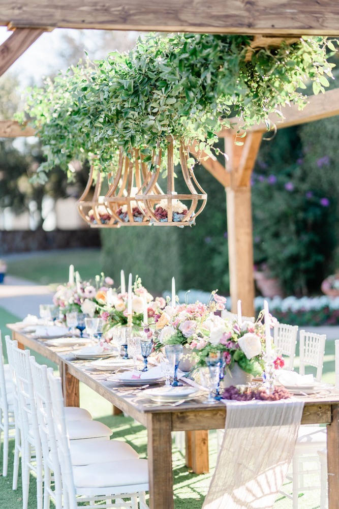 Bella Collina reception setup on the Grand Lawn