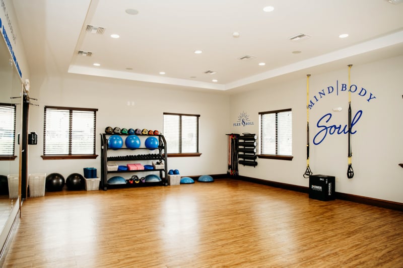 Floor workout space at Bella Collina fitness club