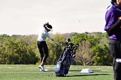 Golf Accessories and woman golfing
