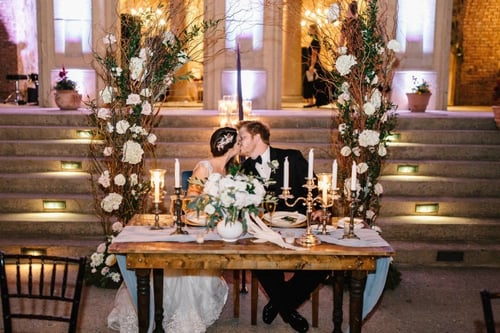 Bride and groom at sweetheart table
