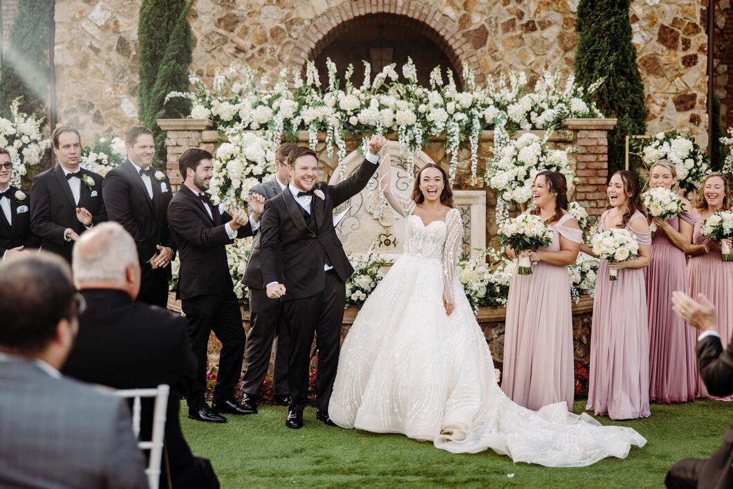 Ceremony Bride & Groom Holding Hands After Kiss - Event Lawn-2