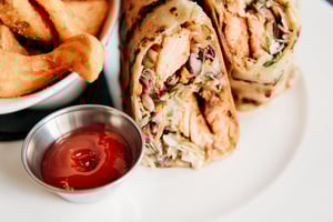 Kimchi Soy Glazed Salmon Wrap