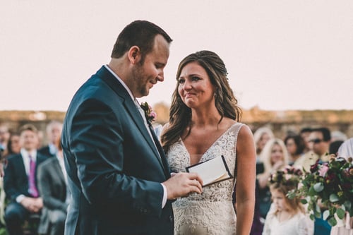 groom reading vows to bride