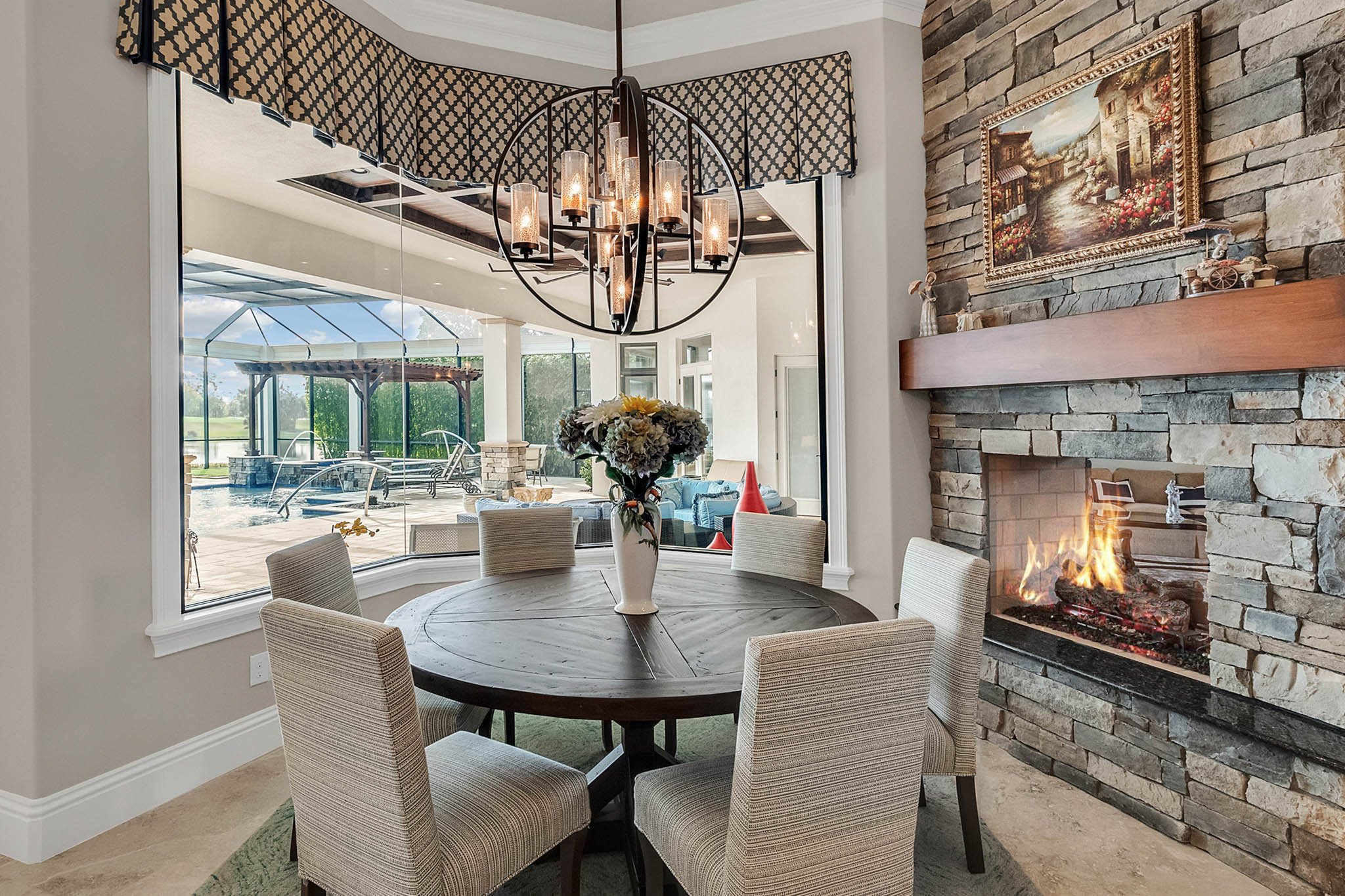 Suspended Lighting in a Breakfast Nook - Bella Collina