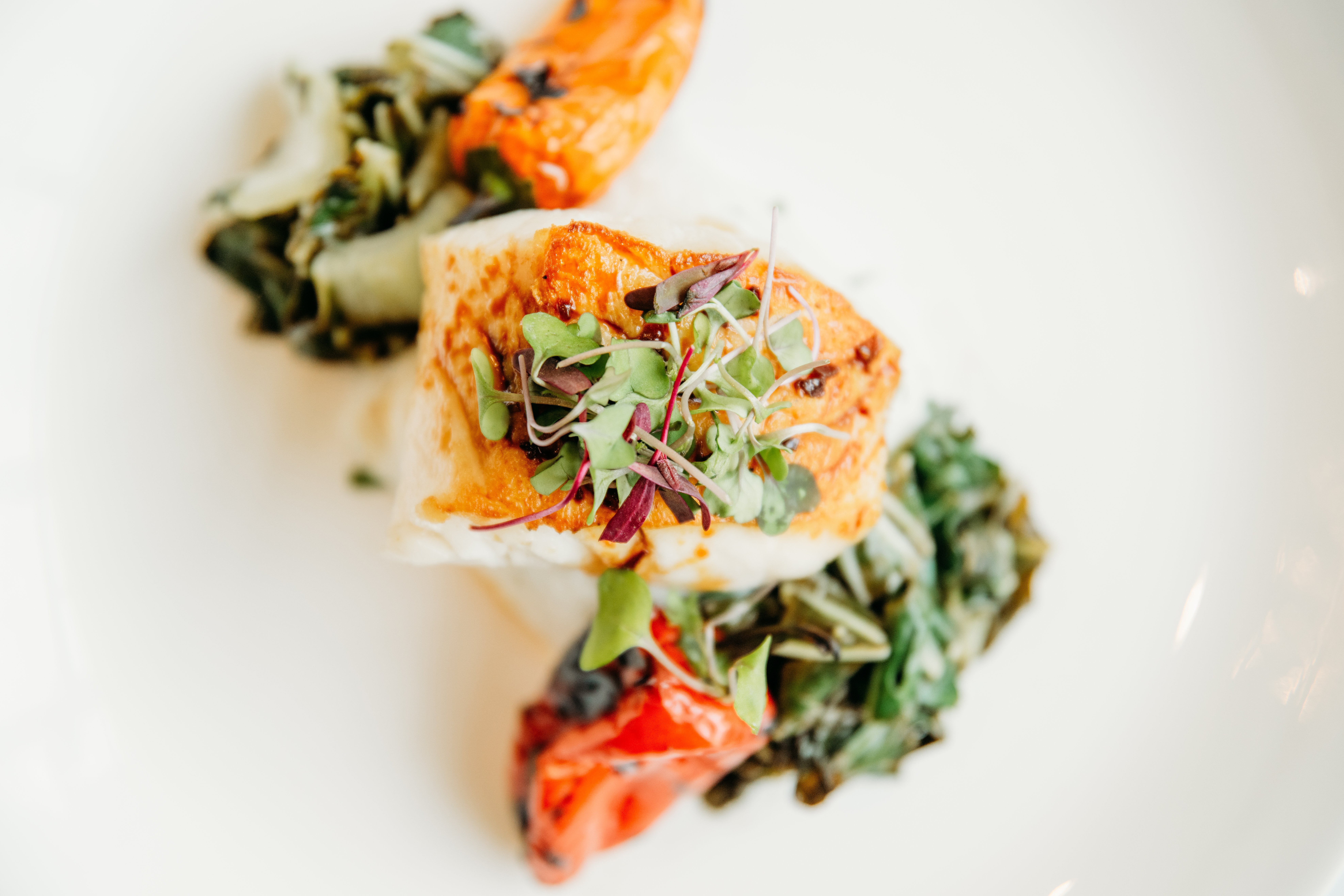 Seared sea bass at Bella Collina event