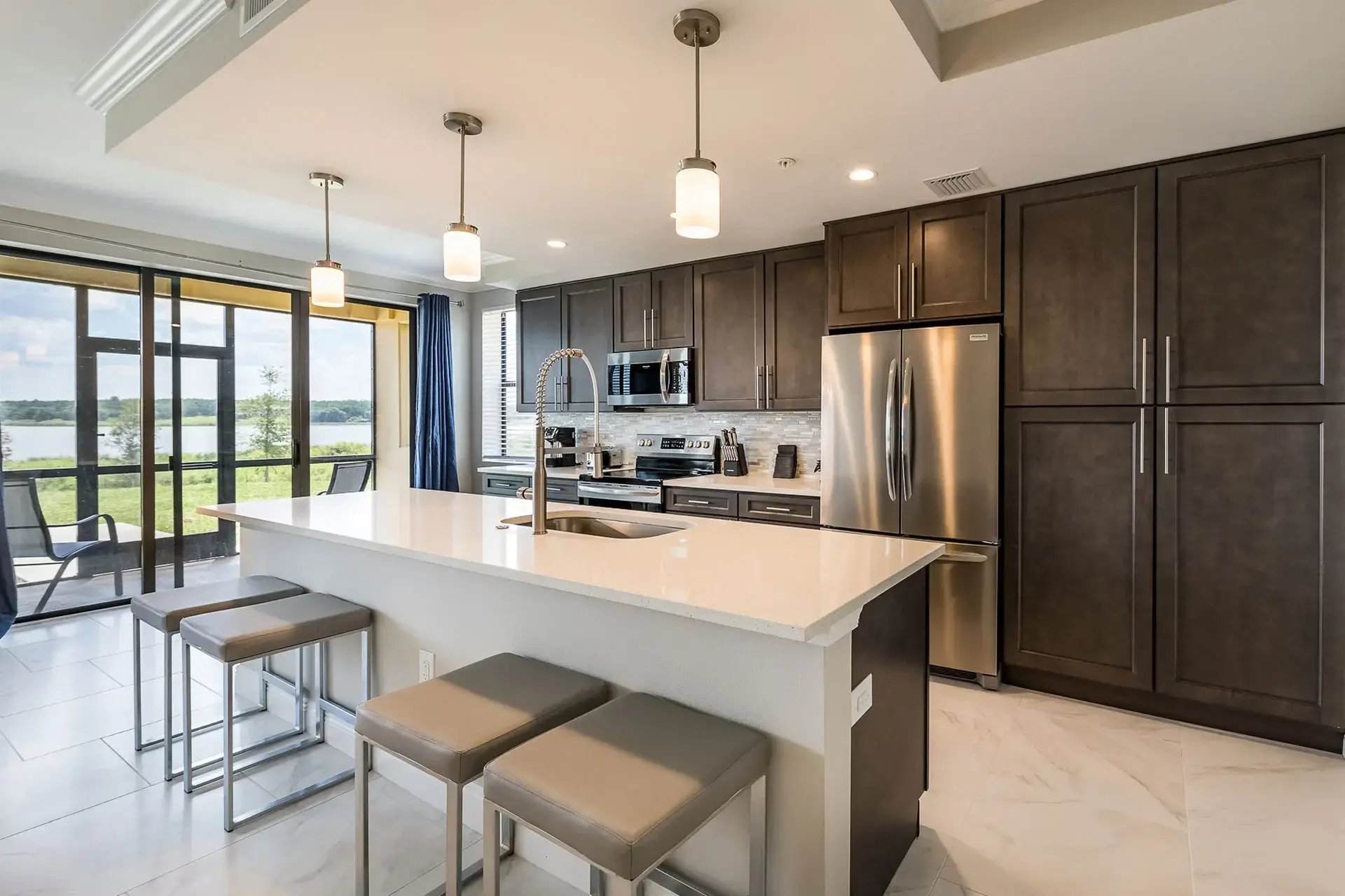 View of condo kitchen at Siena Hotel