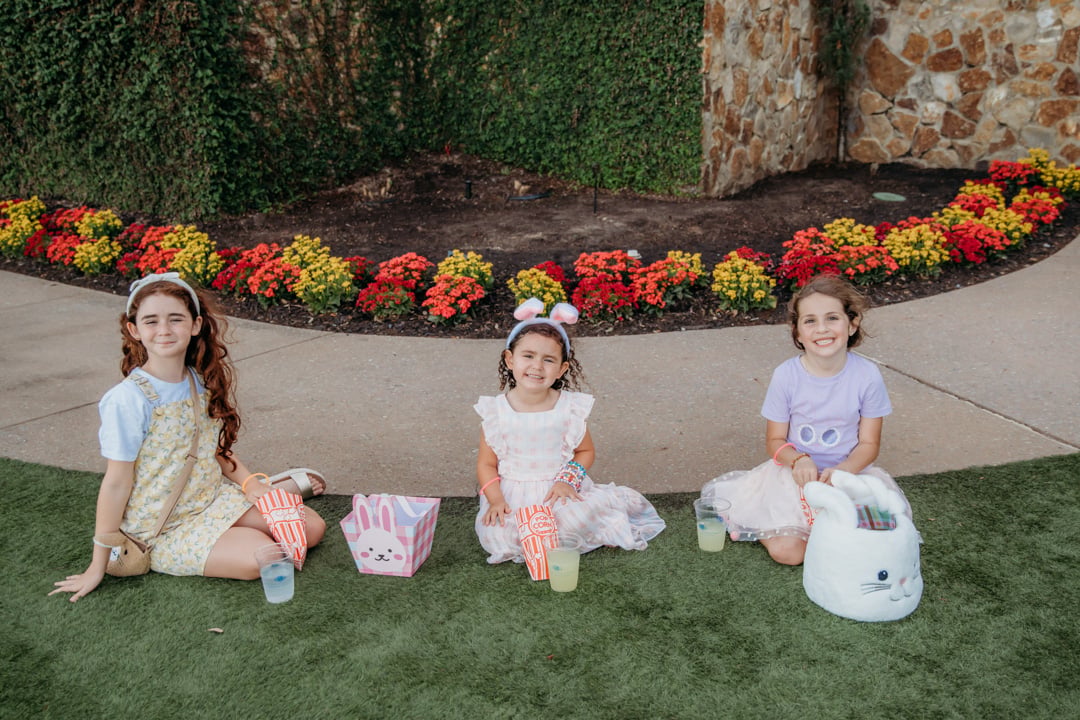 3 girls attending the Bella Collina Easter Egg Hunt