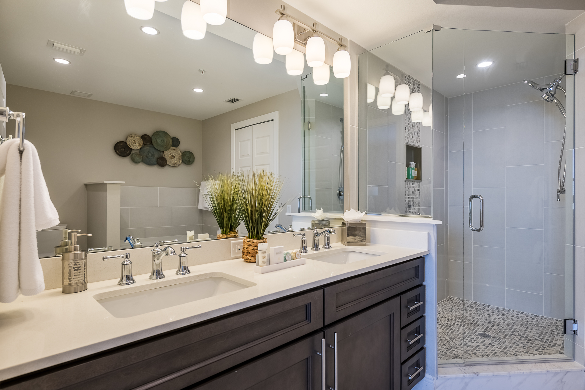 Master bath with walk-in shower at Siena Hotel at Bella Collina