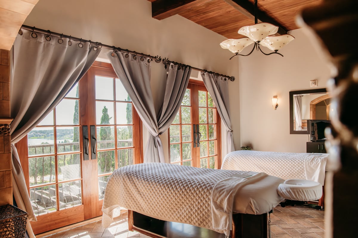 Pair of message tables at the Spa at Bella Collina