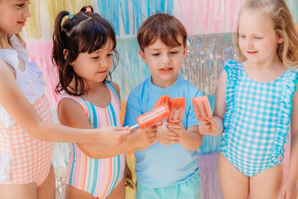 Children Enjoying Popsicles La Piscina Pool Party 