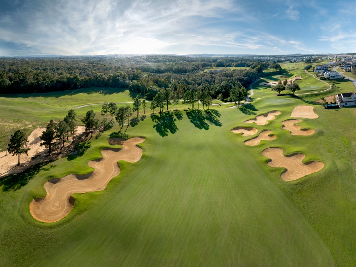 Overhead shot of hole 10 at Bella Collina golf course