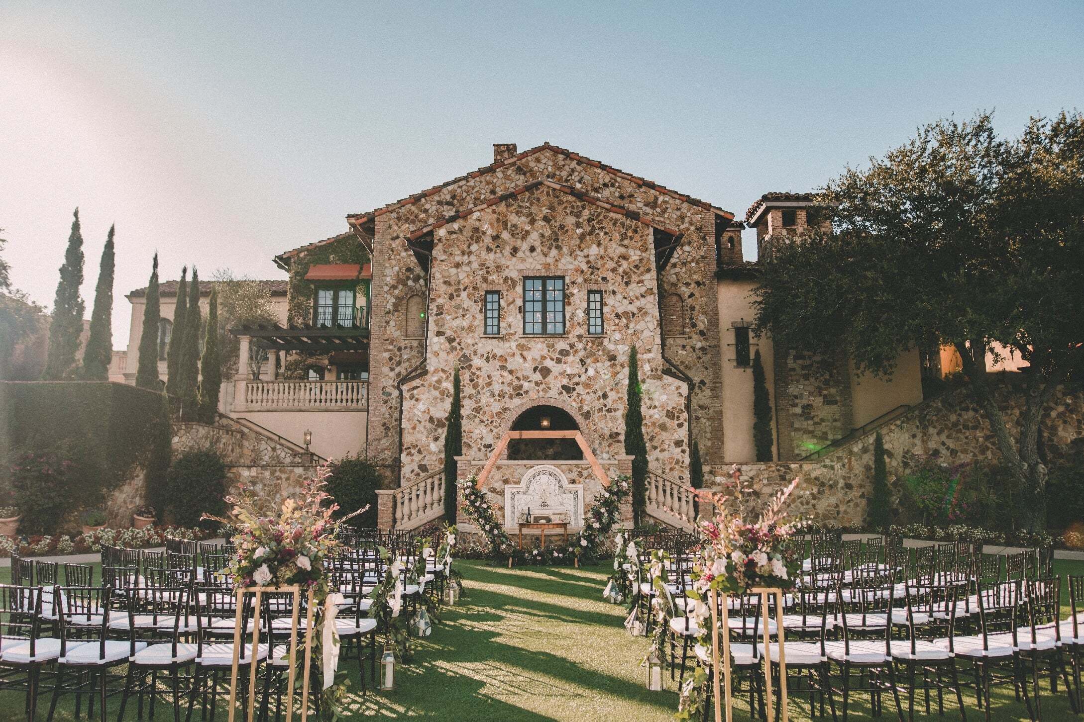 Bella Collina outdoor wedding setup on the Grand Lawn