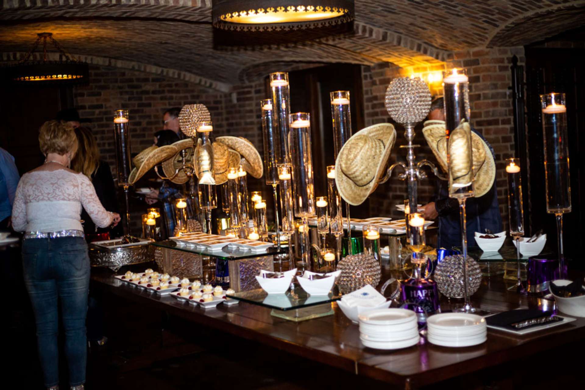 Elaborate dessert display in the Wine Cellar at Bella Collina