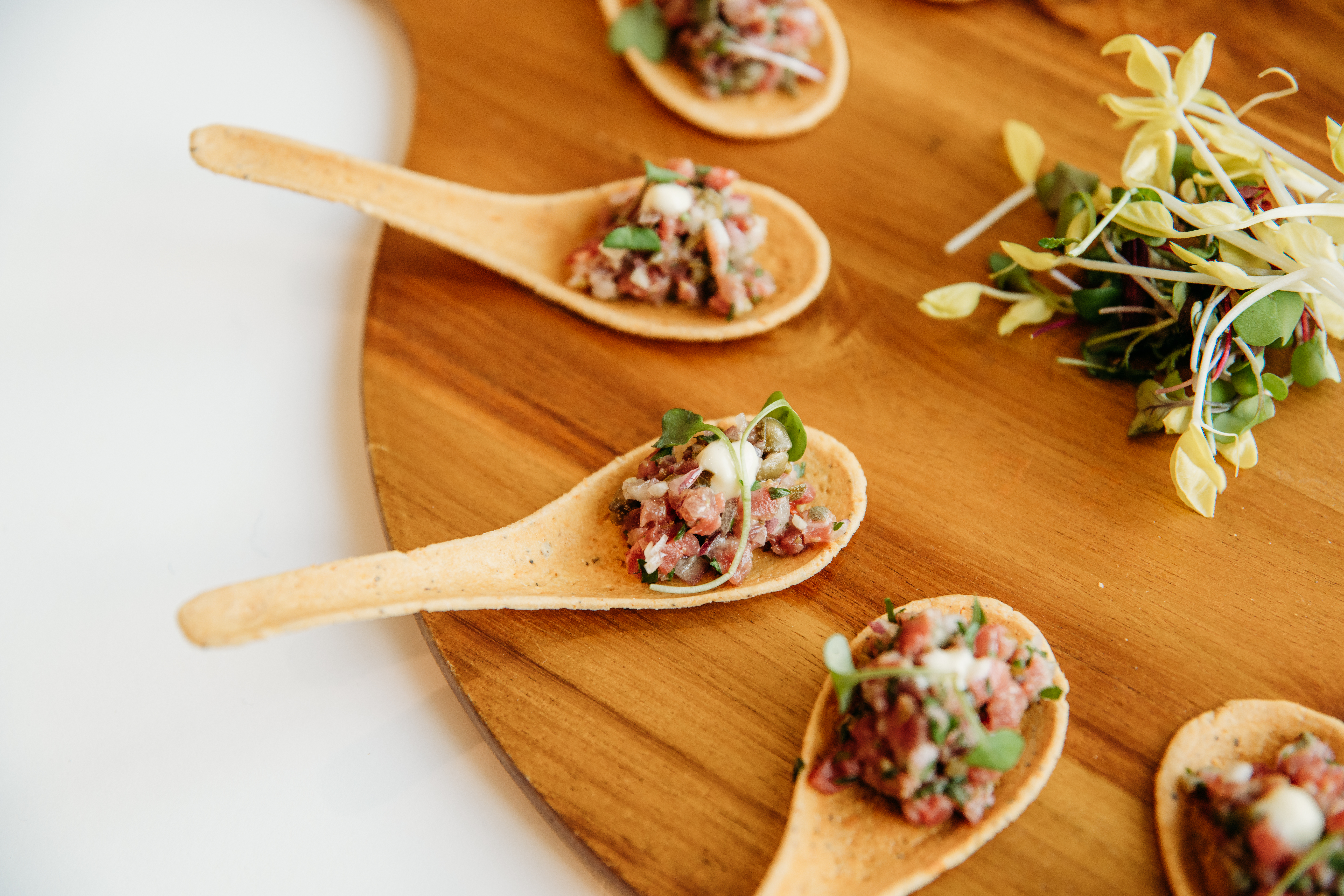 Beef Tartare Capers Edible Spoon at Bella Collina