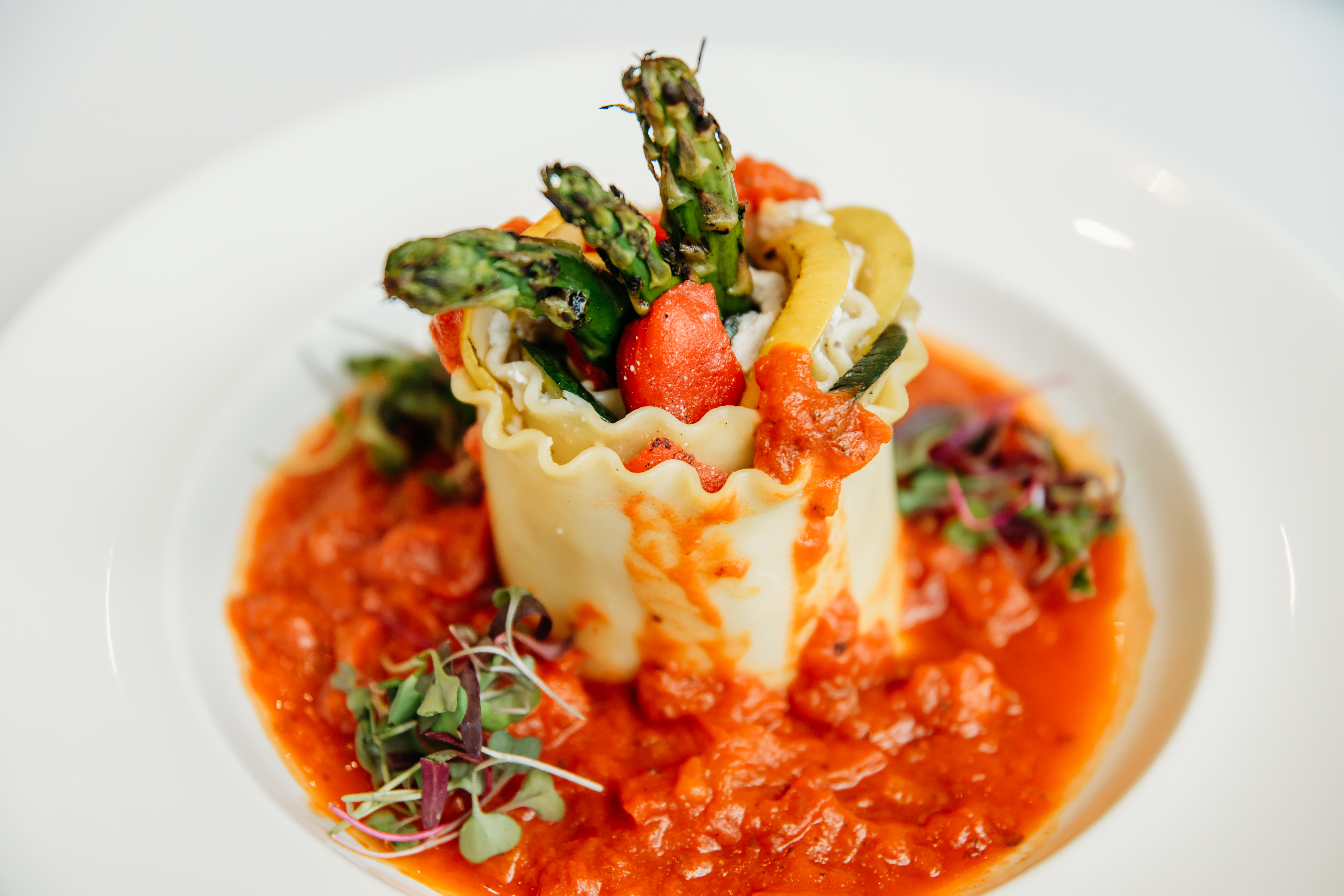 Vegetarian + Vegan Lasagna Roulade at Bella Collina