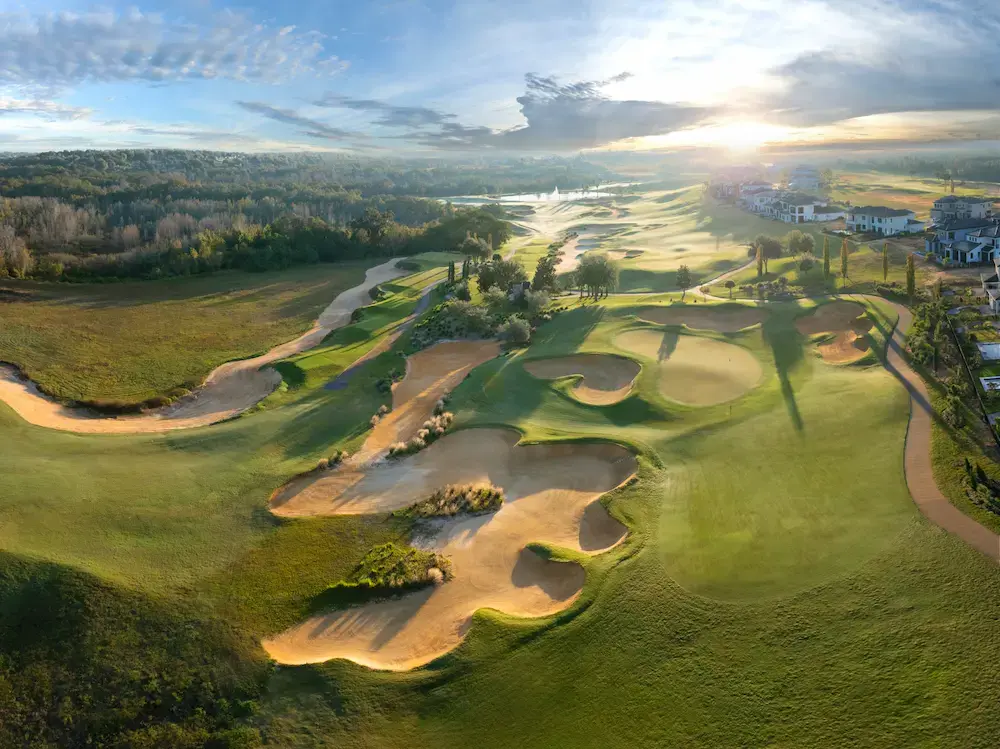 View of bunkers and fairway at Bella Collina Golf Course
