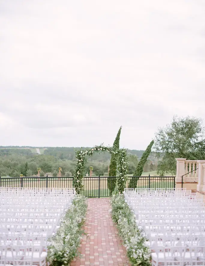 Bella Collina outdoor Ballroom Veranda wedding setup
