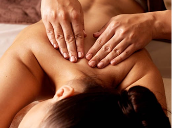 Woman getting Bella Collina luxury massage