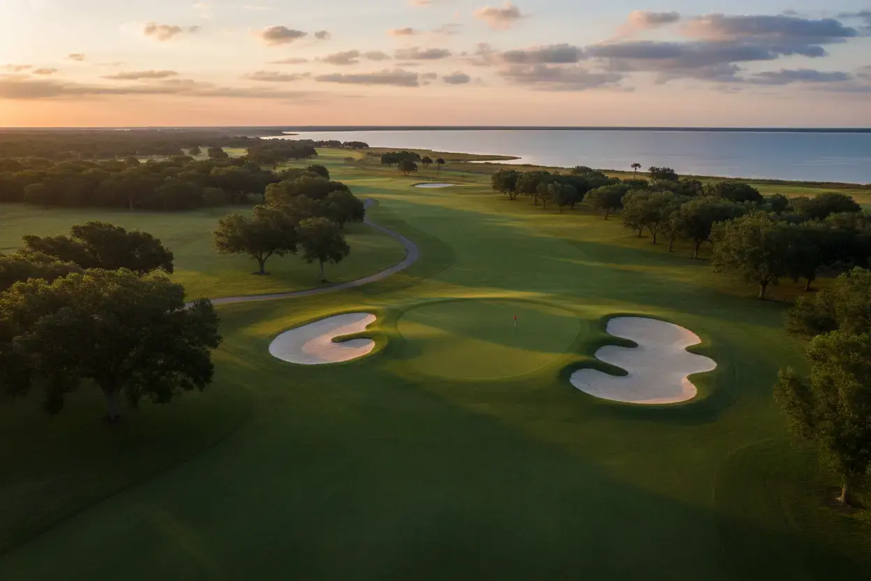 Aerial view of hole 1 at Bella Collina Golf Course
